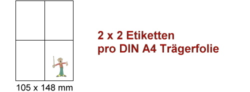 Etikettenaufteilung auf DIN A4 Trägerfolie